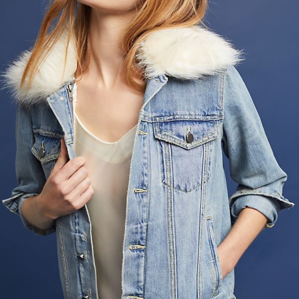 NEW SAMPLE Anthropologie  fur & denim jacket